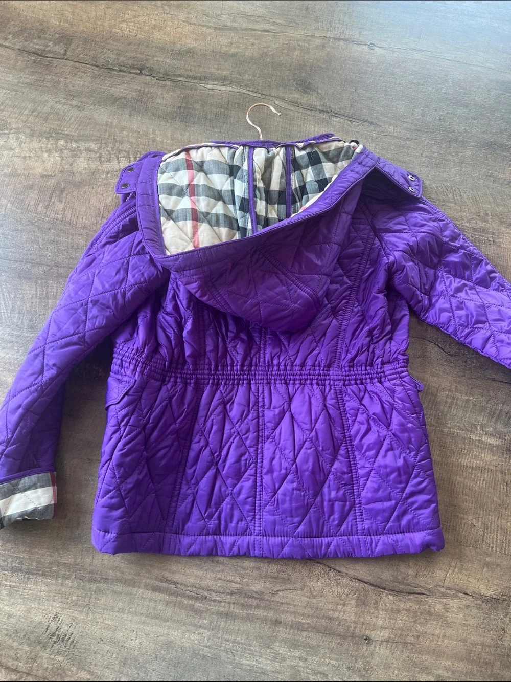 Burberry Girls' Quilted Hooded Jacket in Purple